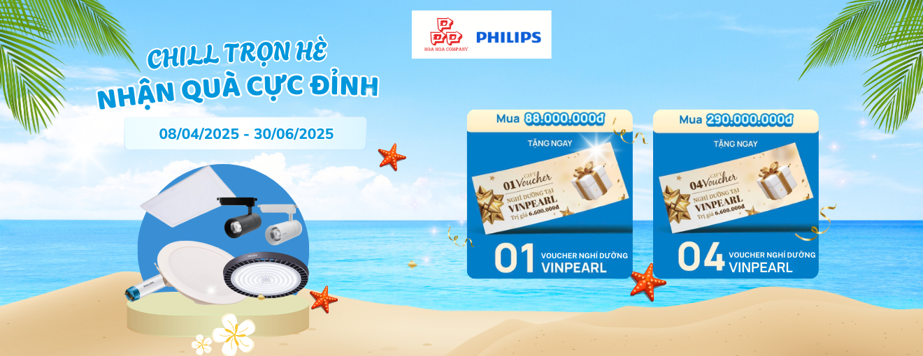 Banner KM Chill trọn hè - Quà cực đỉnh khi mua đèn Philips chuyên dụng